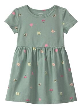 Carter's Toddler Girl's Floral Short Sleeve Dress in Green